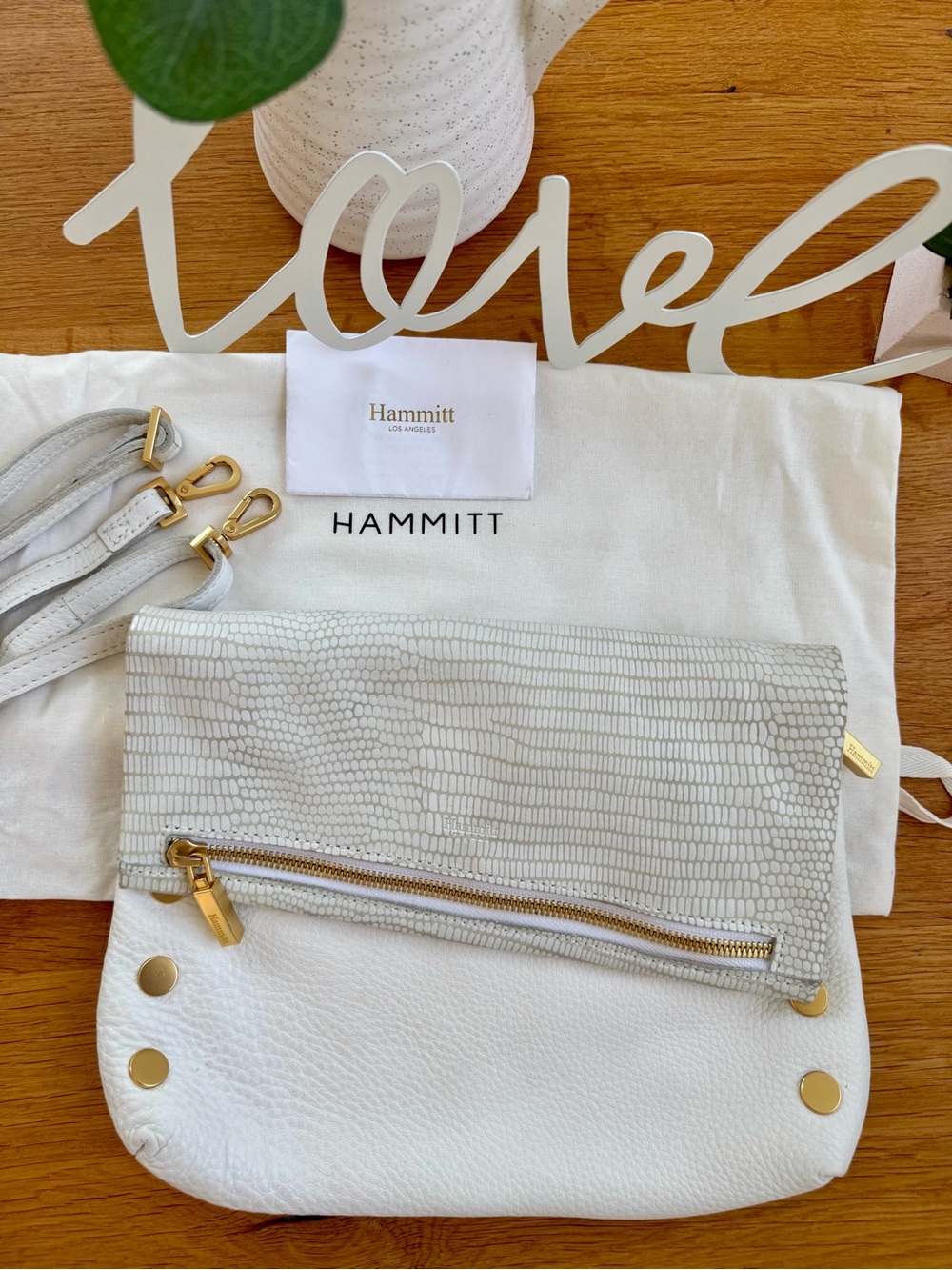 Hammitt White Foldover Leather Crossbody Bag